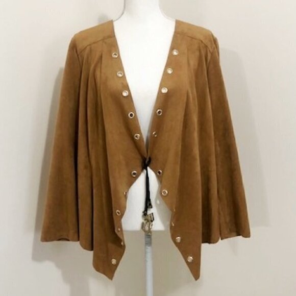 Chico's Tan Faux Suede Grommet Detail Jacket - Picture 1 of 6
